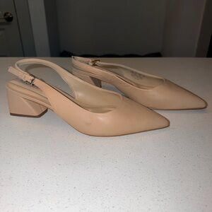 Franco Sarto Nude/Beige Racer Pointed-Toe Slingback Pumps